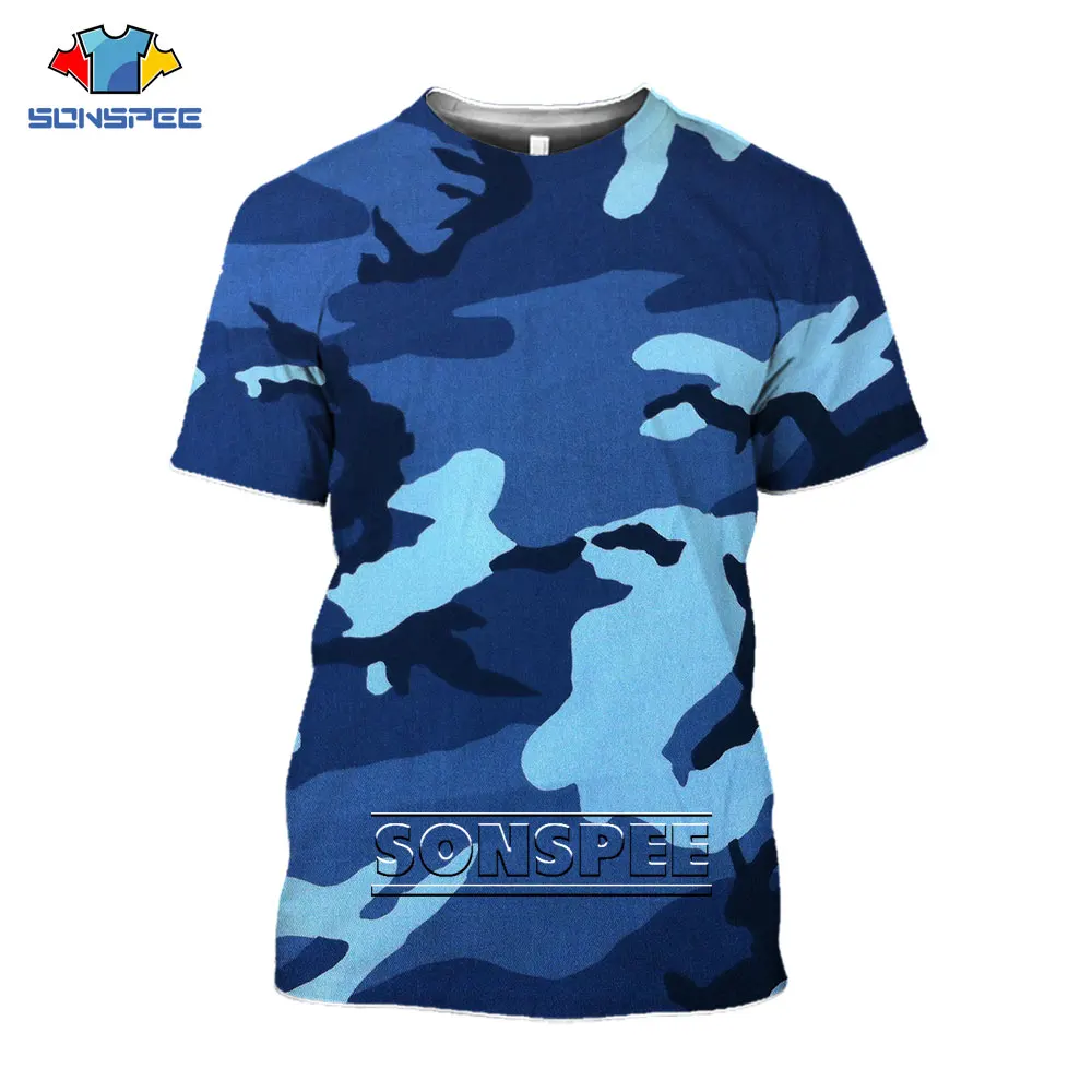 

SONSPEE 3D Printing Camouflage T Shirt Top Summer Fashion Harajuku All-match Outdoor Polyester Comfortable Plus Size T-Shirt