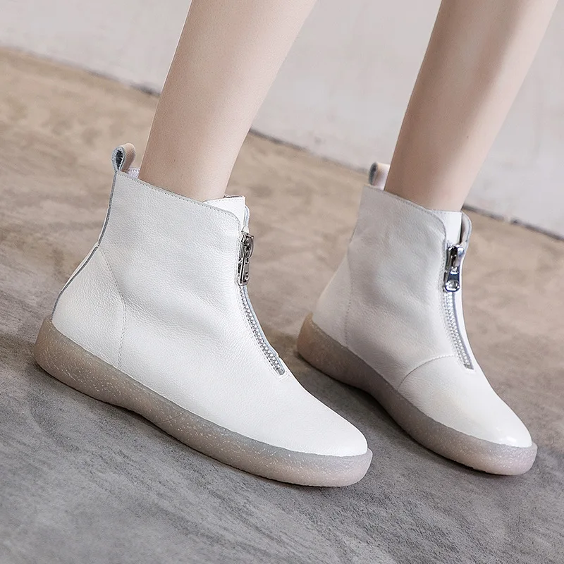 AARDIMI Bootee Woman 2019 Autumn/Winter Women's Genuine Leather Shoes Ankle Boots Female Retro Ladies Zip | Обувь