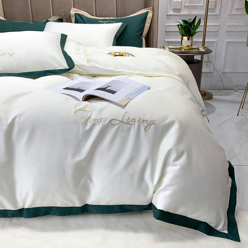 

Modern European Bedding Set Fitted Sheet Luxury Cotton Thick King Size Bedding Set Home Parure De Lit Household Goods DG50BS