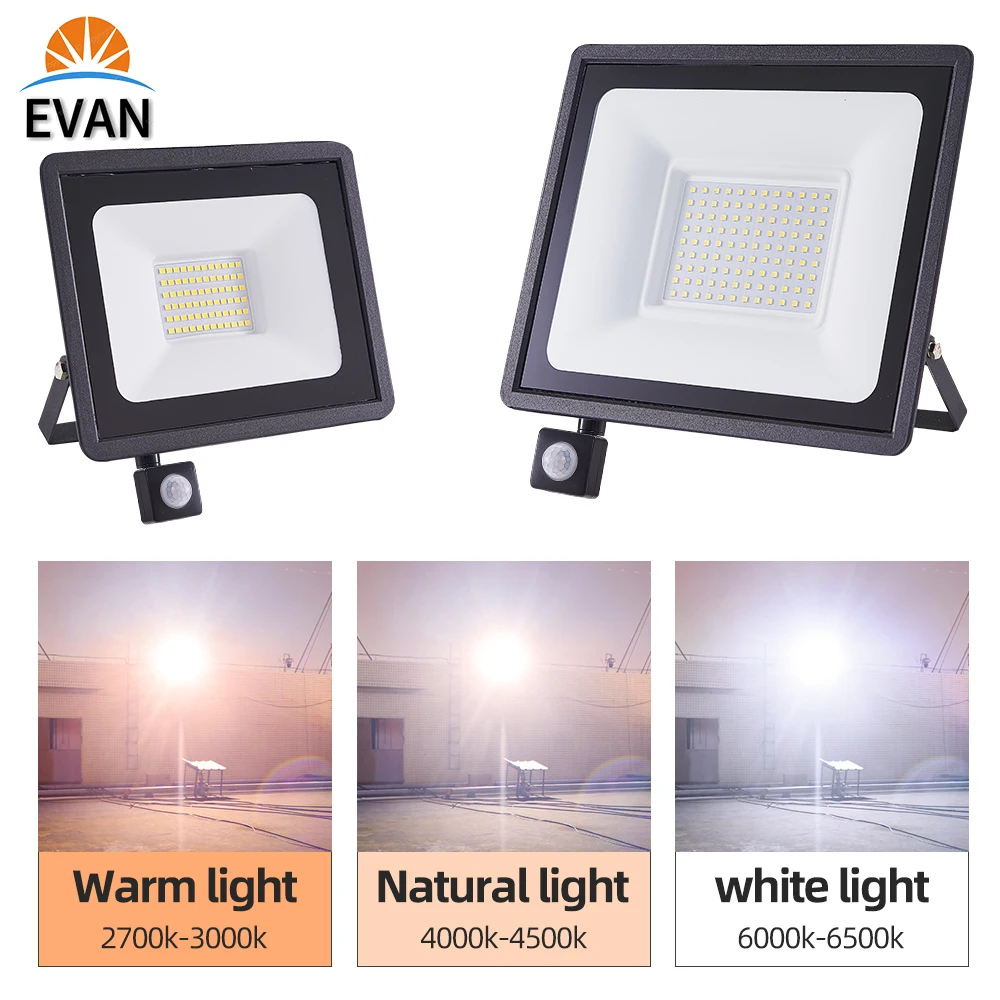 Уличный светодиодный прожектор с пассивным ИК датчиком движения 220 В 100 Вт 50