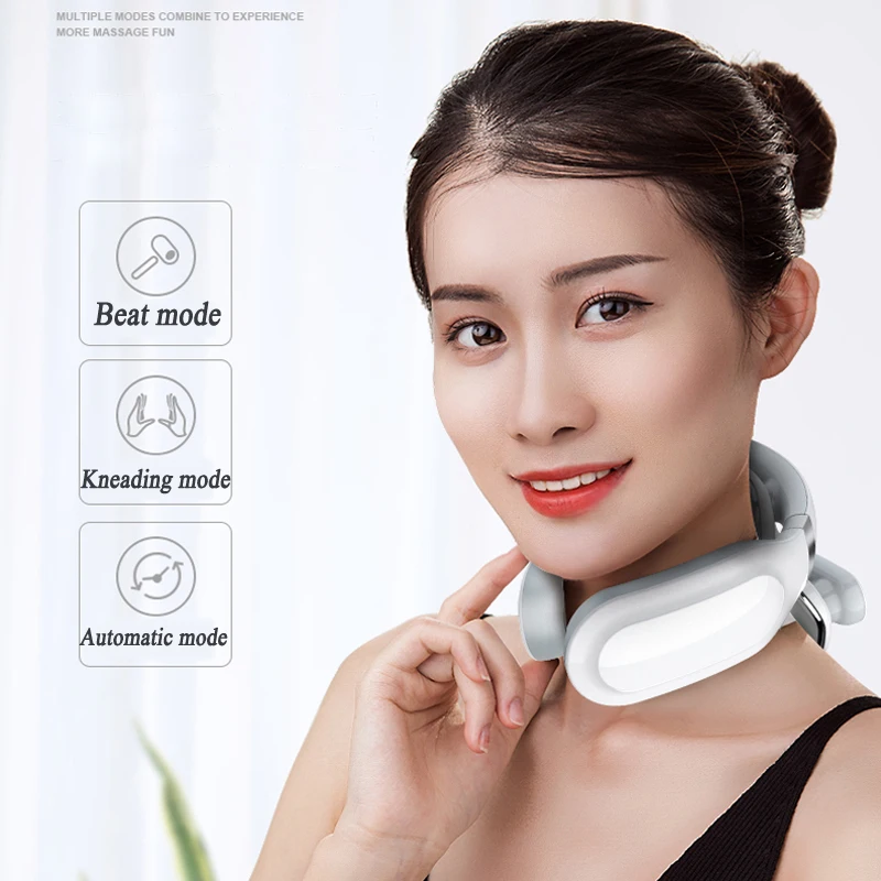 4 массажные головки электрический импульс массажер для мышц шеи магнитотерапия