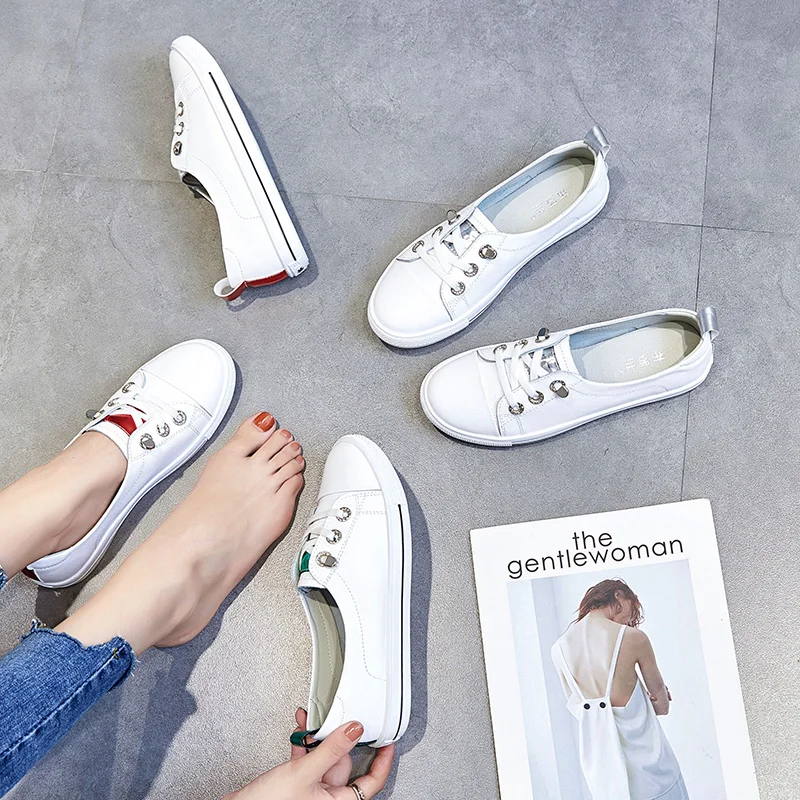 Модные кроссовки женские кожаные Осенняя обувь дышащая мягкая на шнуровке