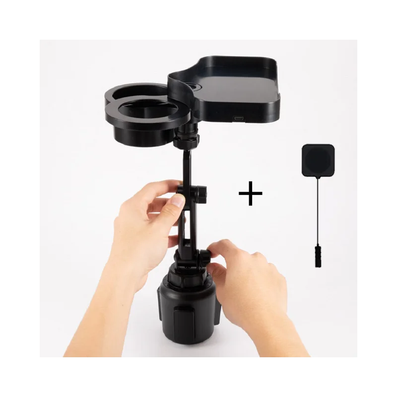 

Multi-function 3 In 1 Cup Holder Expander Adapter Car Cup Holder With Rotatable Wireless Charging Board For Vehicle Phone Orga