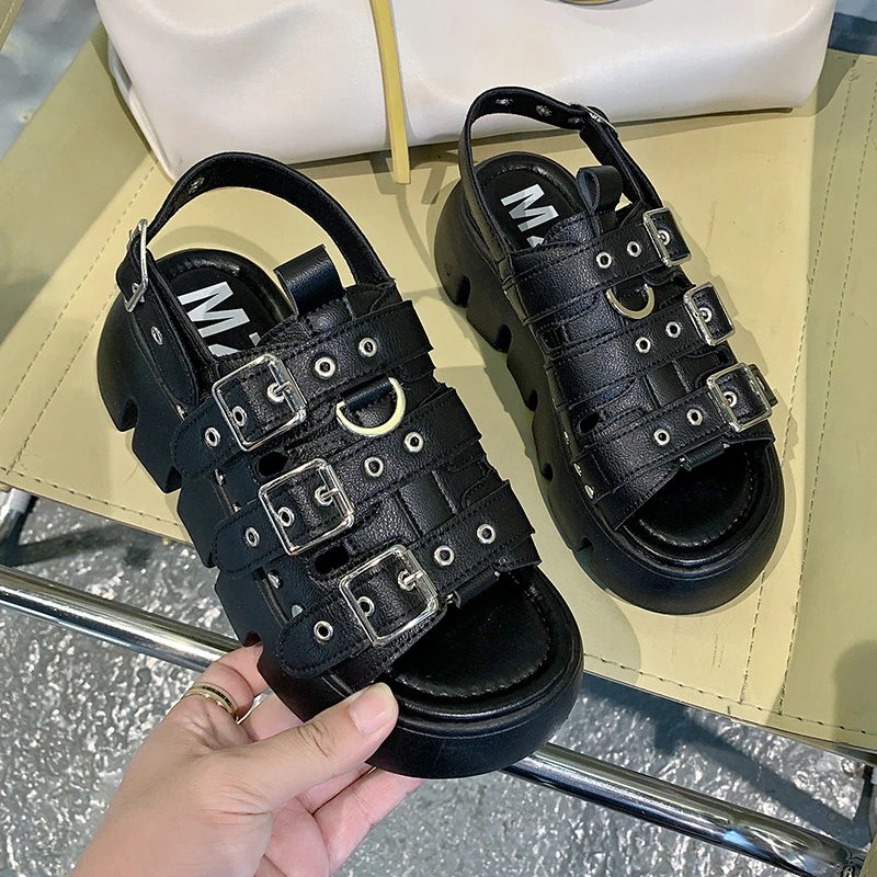 

Сандалии Joker женские на платформе, Повседневная Уличная обувь с открытым носком, износостойкие Нескользящие, сандалии на увеличенной платф...