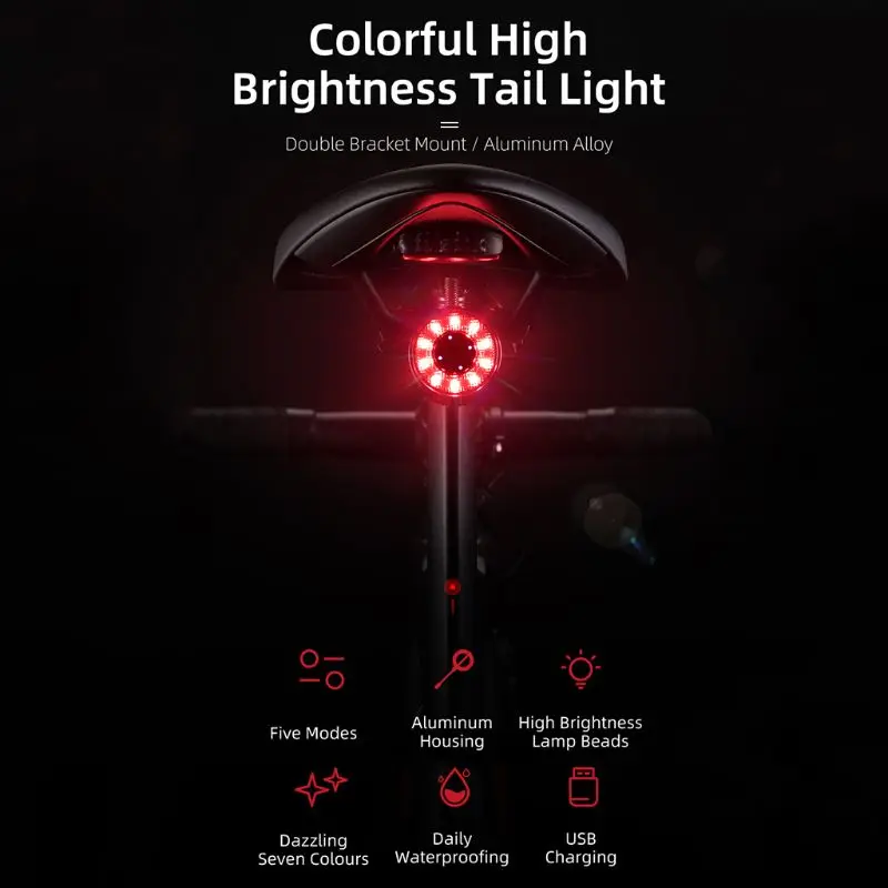 

Flashlight for bicycle Bike Bike Rear Light Auto Start/Stop Brake Sensing IPx65