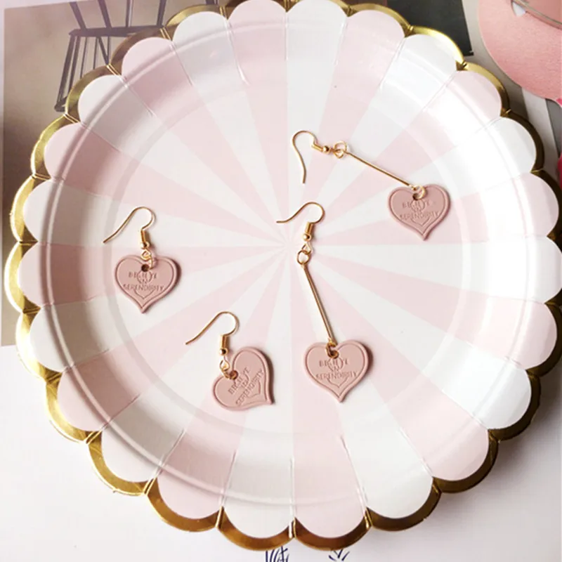 Корейские висячие серьги каваи розовые женские оптом мультфильм милое Сердце