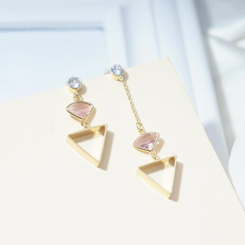 

ESSFF Accessories Asymmetric Triangle Drop Earrings for Women Gold Color Prevent Allergies Dangle Earring Pendants Jewelry 2021