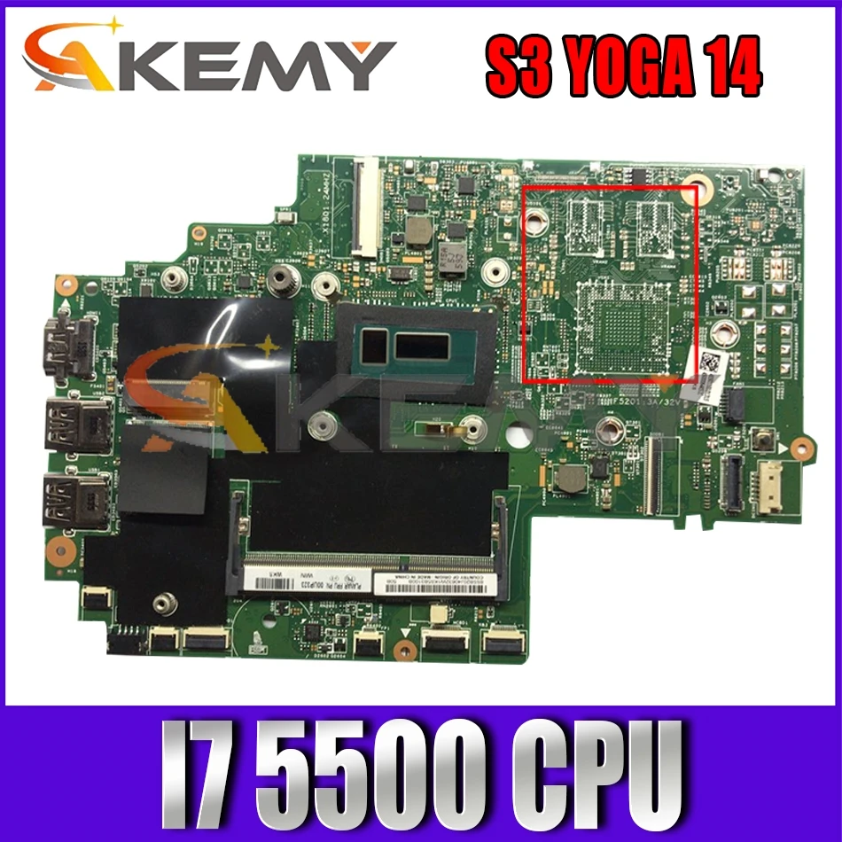 

Материнская плата Akemy для ноутбука Lenovo Thinkpad S3 YOGA 14 13323-2 448.01110.0021, процессор I7 5500 DDR3 100%, протестированная работа
