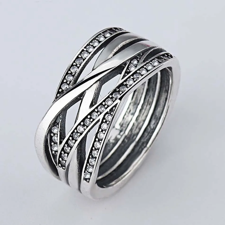 

Bewill Original Openwork Eternity Entwined Crystal Rings For Women 925 Sterling Silver Ring Wedding Party Gift Fine Jewelry