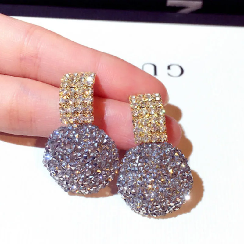 

New Fashion Korean Earrings Exaggerated Trend Inlaid Rhinestone Letters Temperament Jewelry 2021