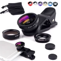 fisheye wide angle micro camera lens for iphone xiaomi redmi 3in1 zoom fish eye len on smartphone lenses with phone clip