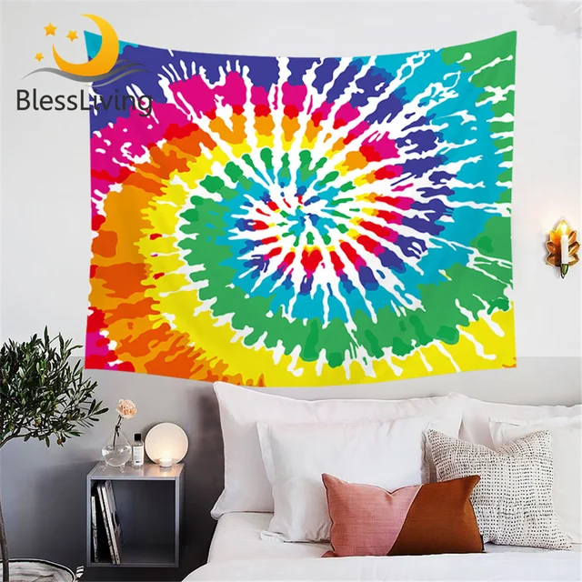 BlessLiving Tye Die Tapestry Hippie Wall Hanging Colorful Tie-Dye Sheet Bohemian Psychedelic Rainbow Home Decor for Dorm Bedroom 1