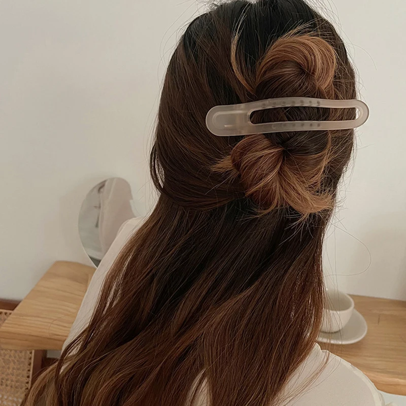

Матовый Прозрачный зажим для волос, большой зажим для утконоса, корейский боковой зажим для задней головки, большой зажим для волос, челки, п...