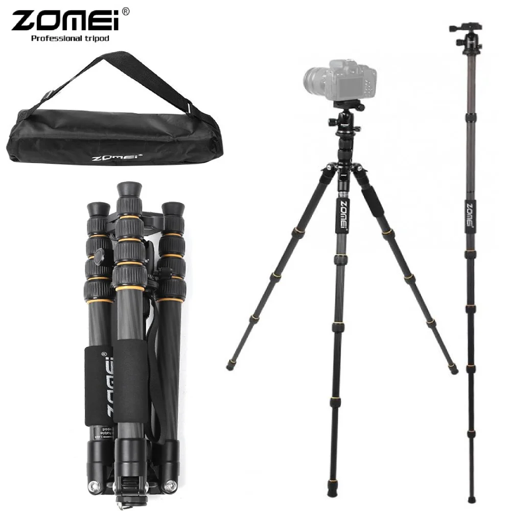 Zomei T80/T70/Q222/Q555/Q666/Q666C Профессиональный штатив для путешествий портативный регулируемый штатив для Canon беззеркальных/DSLR камер
