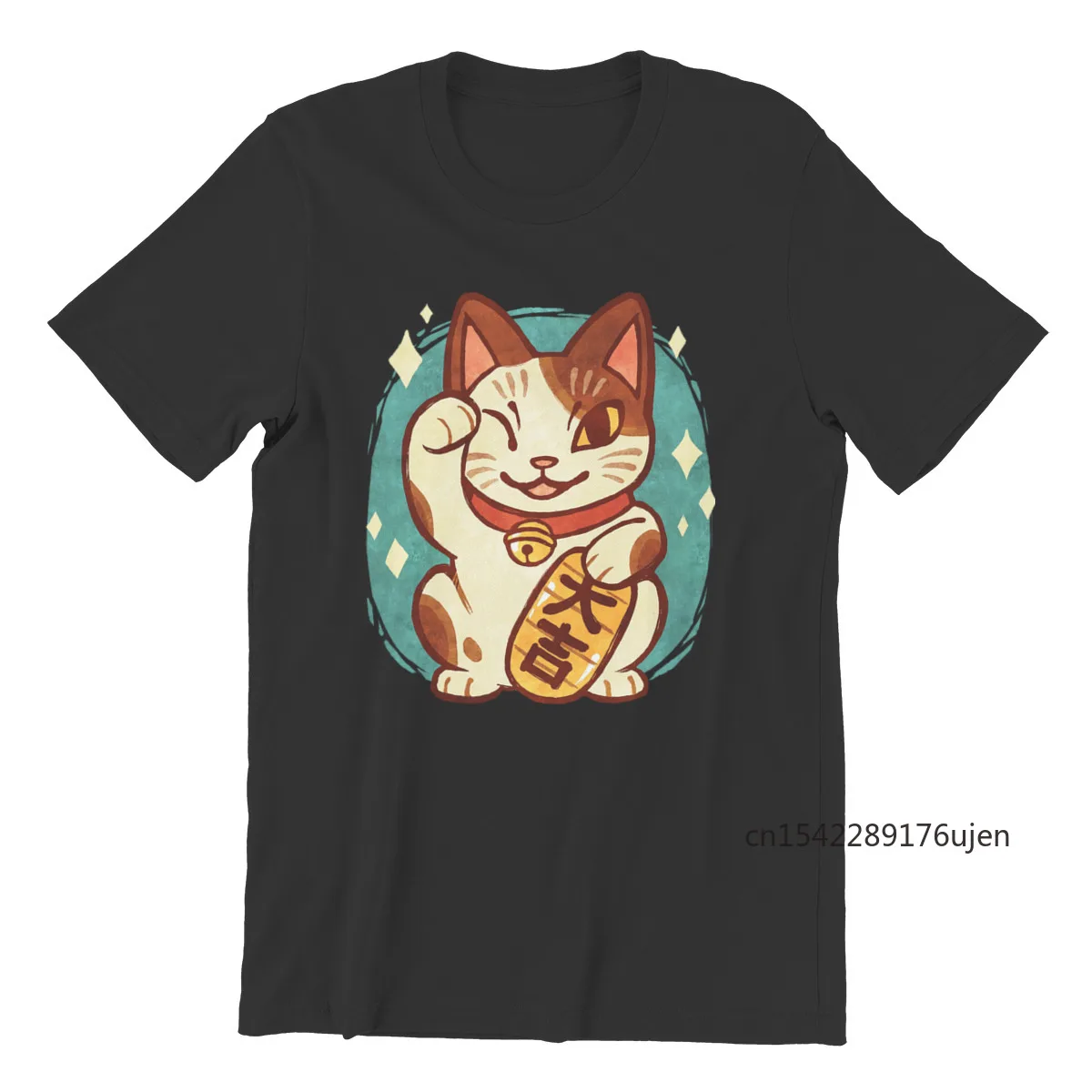 

Lucky Cat Essentials Summer High Quality Harajuku Women's T-Shirts Cartoon Tshirts Punk Clothes O-Neck
