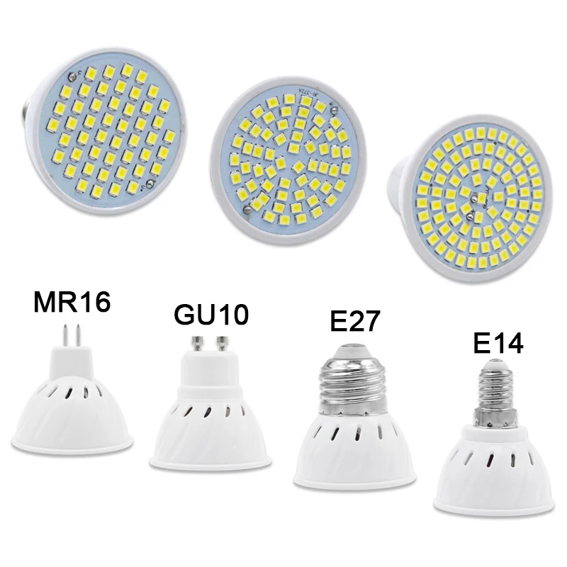 T.Y.S 48 60 80 светодиодный Кукуруза лампы SMD 2835 4W 6W 8W Светодиодный прожектор GU10 E14 E27 MR16