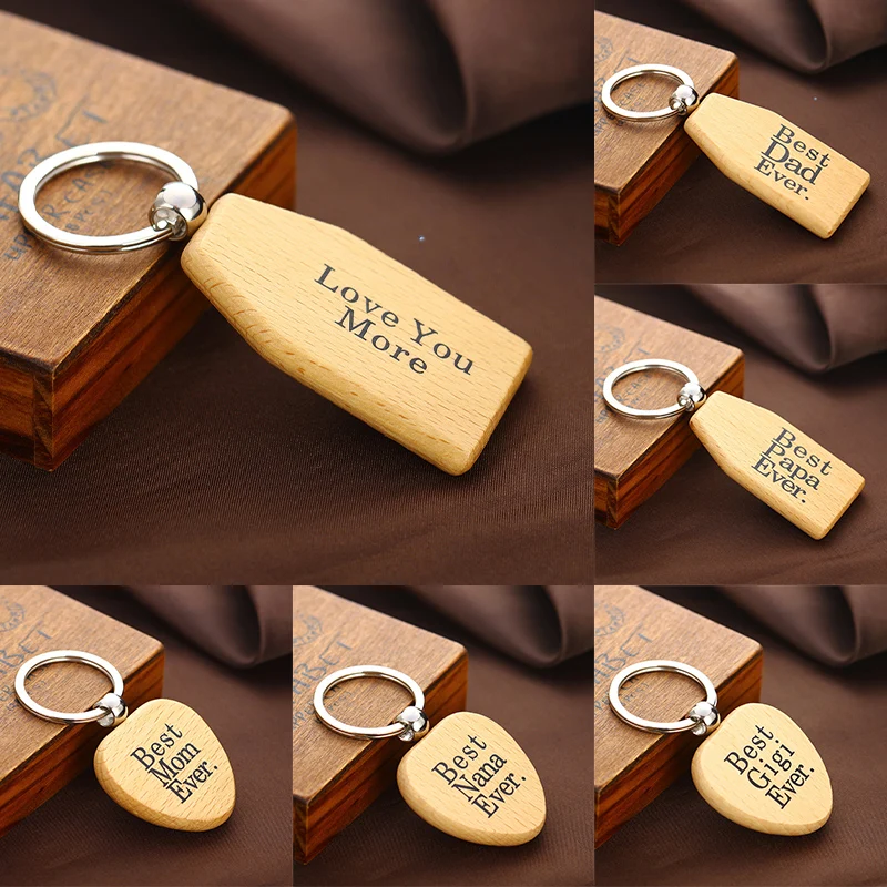 Best Family Ever Keychain Mom Dad Wooden Keyring Love You More Key Chain Gifts | Украшения и аксессуары