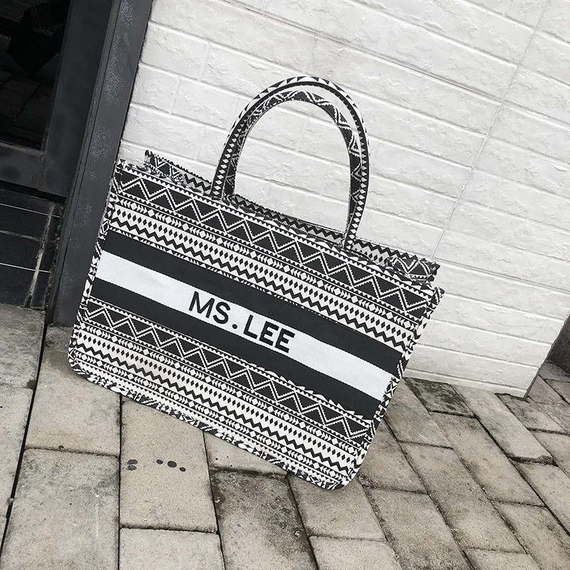White Tote bag Женские сумки, сумки-тоут, высокое качество, холщовые сумки на плечо, роскошные сумки-шопперы, большая сумка в богемном национальном стиле, сумки для женщин - Цвет: White Tote bag
