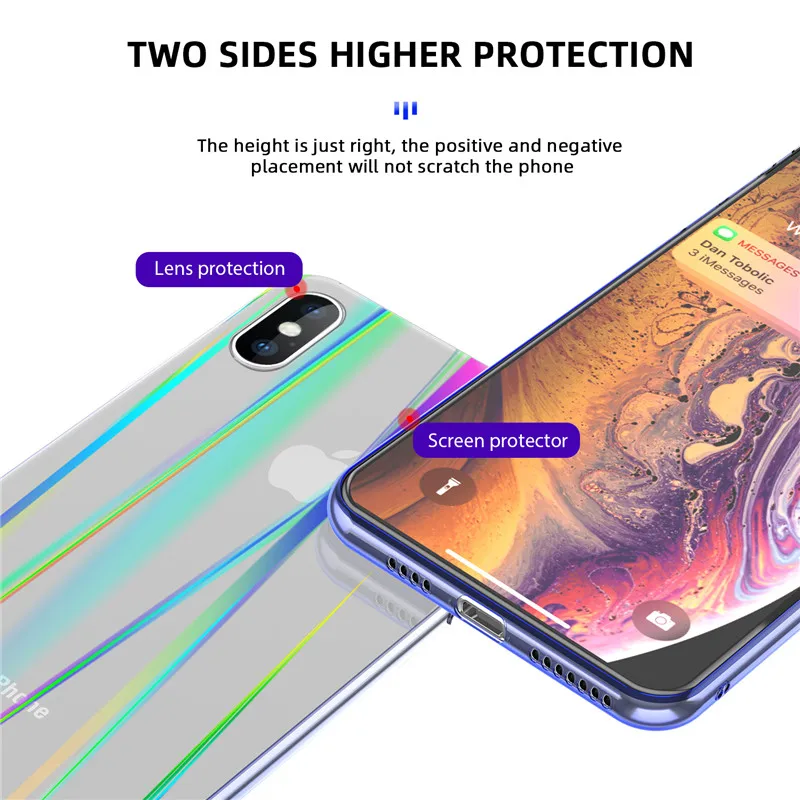 KJOEW крутой Радужный Блестящий Цветной глянцевый чехол для телефона iphone 7 8 6 6S Plus X XR