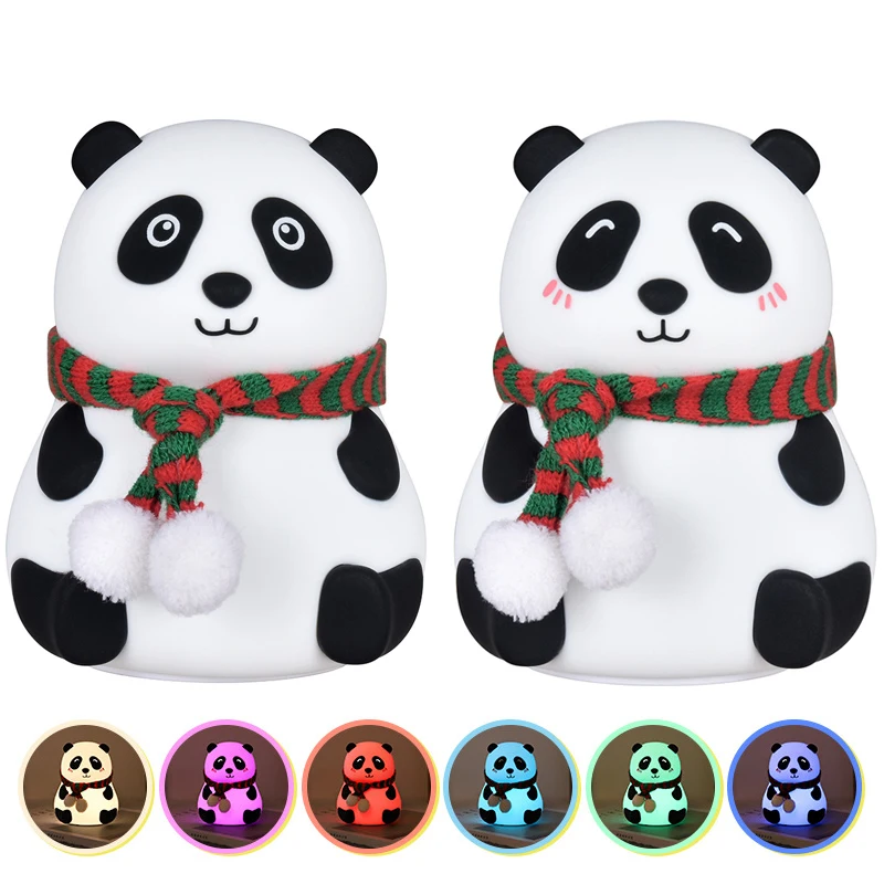 

Creative Panda Light LED Night Light Touch Sensor Colorful Cartoon Silicone Lamp Bedroom Bedside Lamp For Kids Children Gift