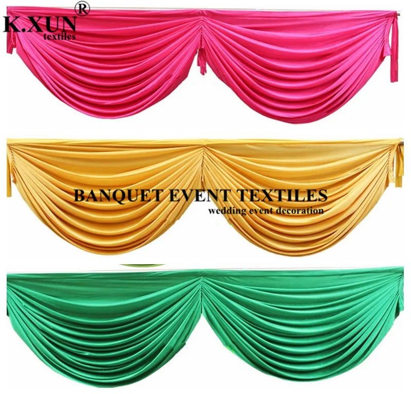 

Wholesale Price Ice Silk Table Swag Valance Drape For Table Skirt Table Cloth Party Event Decoration