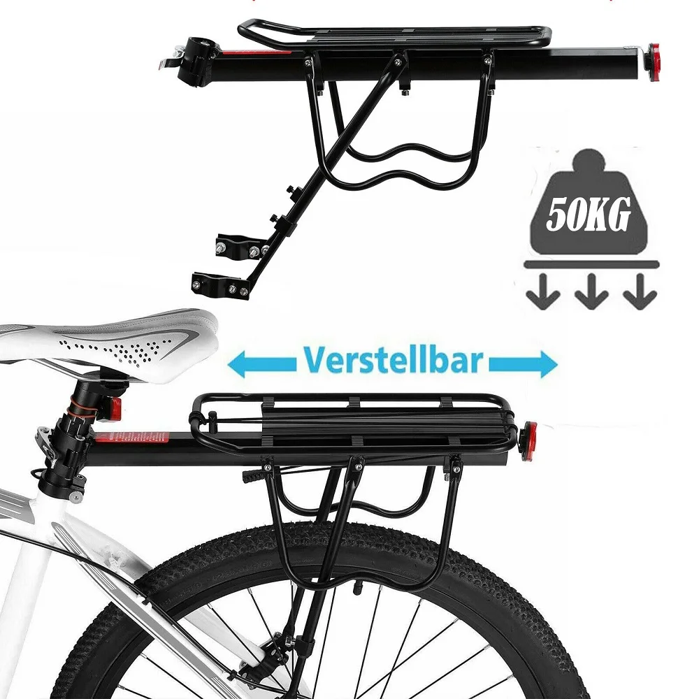 

50Kg Load Rear Bike Rack Aluminum Alloy Bicycle Rear Rack Bicycle Cargo Rack Quick Release Bike Luggage Carrier Rack Shelf