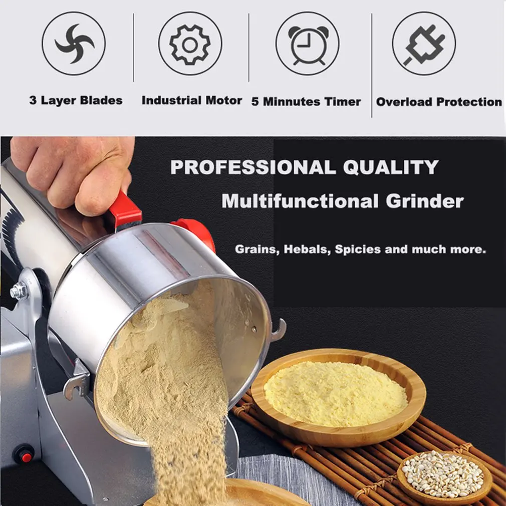 700g Grains Spices Hebals Cereals Coffee Dry Food Grinder Mill Grinding Machine Gristmill Flour Powder Crusher Polishing | Бытовая