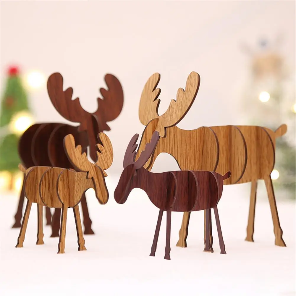 

Reindeer Christmas Ornaments Wooden Christmas Ornaments Indoor 2 Sizes DIY Standing Desk Ornaments For Home Office Holiday Gif
