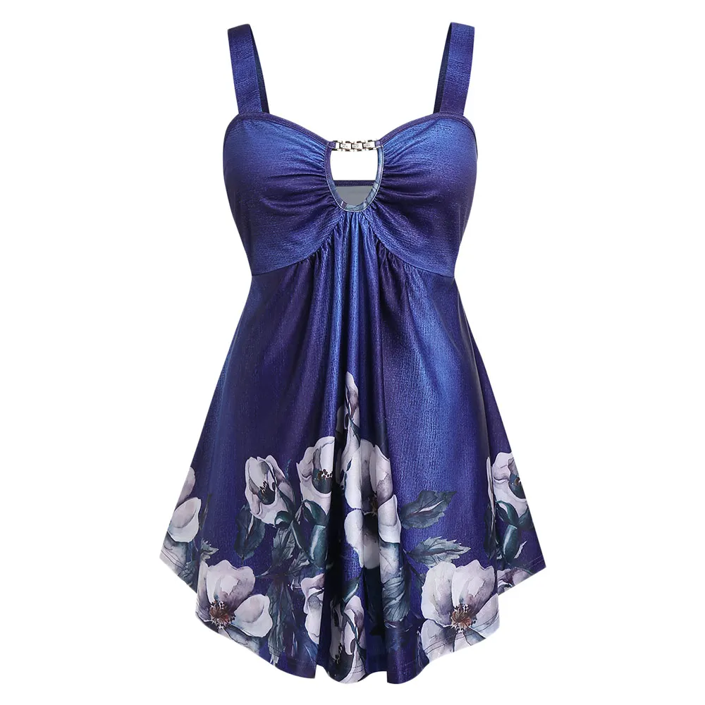 ROSE GAL сексуальные женские майки с замочной скважиной без рукавов цветочным