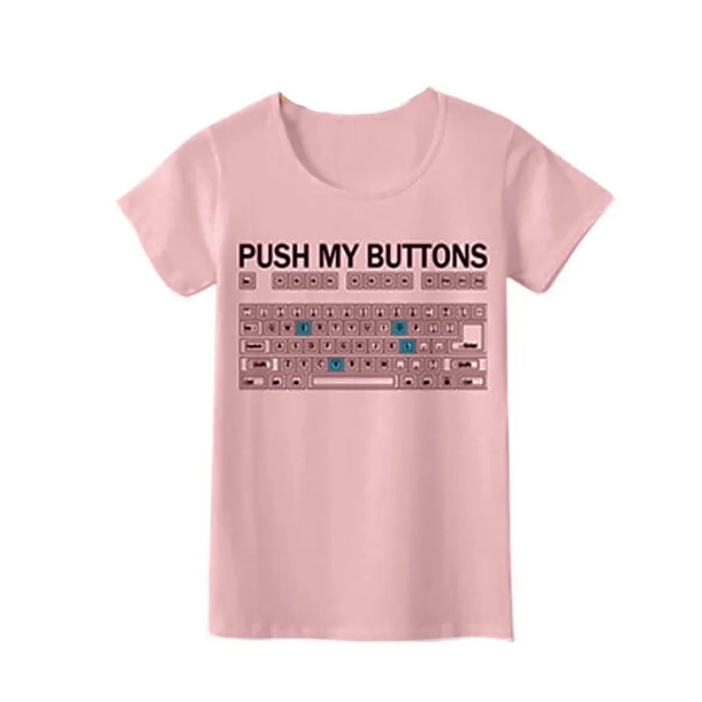 Женская футболка с буквенным принтом для девочек забавная Футболка клавиатуры