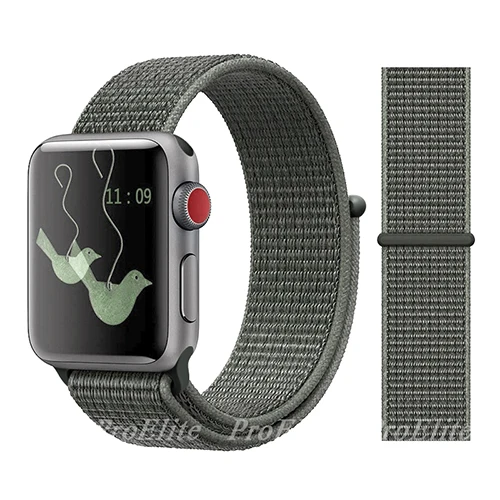 Color38 Spruce Fog Ремешок для наручных часов Apple Watch Series 5/4/3/2/1 38 мм 42 мм мягкий нейлон в едином положении во время занятий легкой атлетикой, correa, дышащая поверхность спортивные петли для наручных часов iwatch, 5 4 40 мм 44 мм - Цвет ремешка: Color38 Spruce Fog