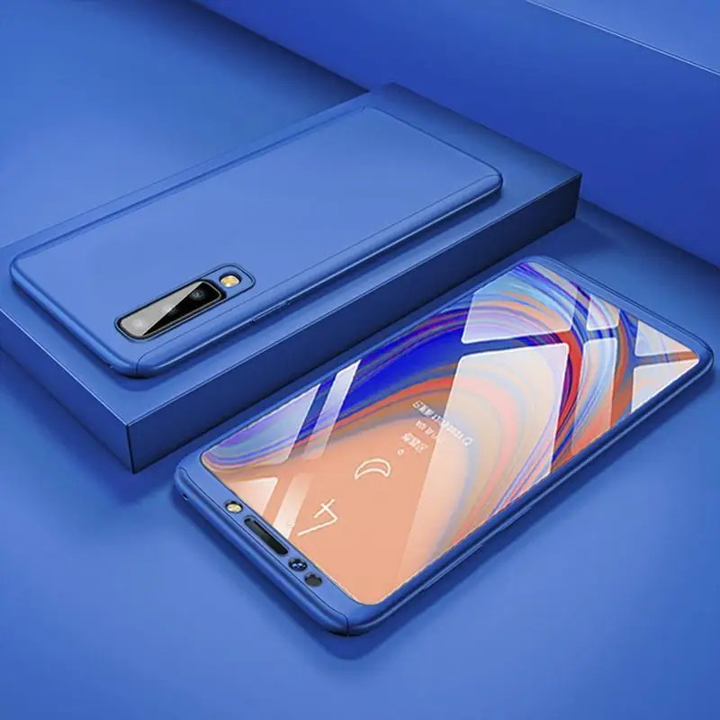 Синий 360 Полное покрытие чехол для samsung Galaxy A70 A60 A50 A40 A30 A20 A20E A10 Защита Чехол для samsung Note10 S8 S9 S10 плюс Чехол - Цвет: Синий