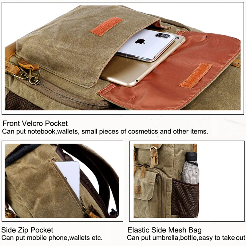 

Waterproof DLSR Large Size Photo Bag Batik Canvas Outdoor DLSR Camera Lens Bag Backpack for Canon Nikon Sony