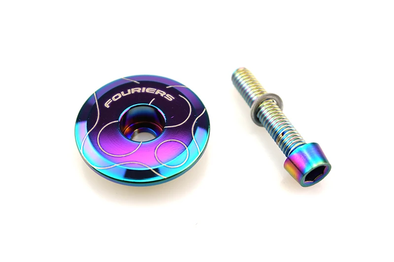FOURIERS Ti-Coating велосипедная гарнитура крышка MTB горный велосипед верхняя крышка с нержавеющими болтами внешние гарнитуры 15 г/шт