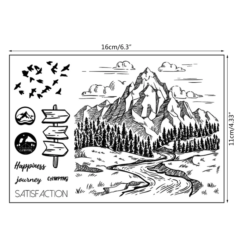 

Mountains Silicone Clear Seal Stamp DIY Scrapbooking Embossing Photo Album Decor 3XUF