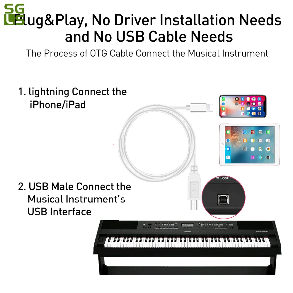 For Lightning To MIDI Type B Instrument Adapter Electric Piano Audio Interface Connector High Speed Cable iPhone X XR XS 8 7 | Мобильные