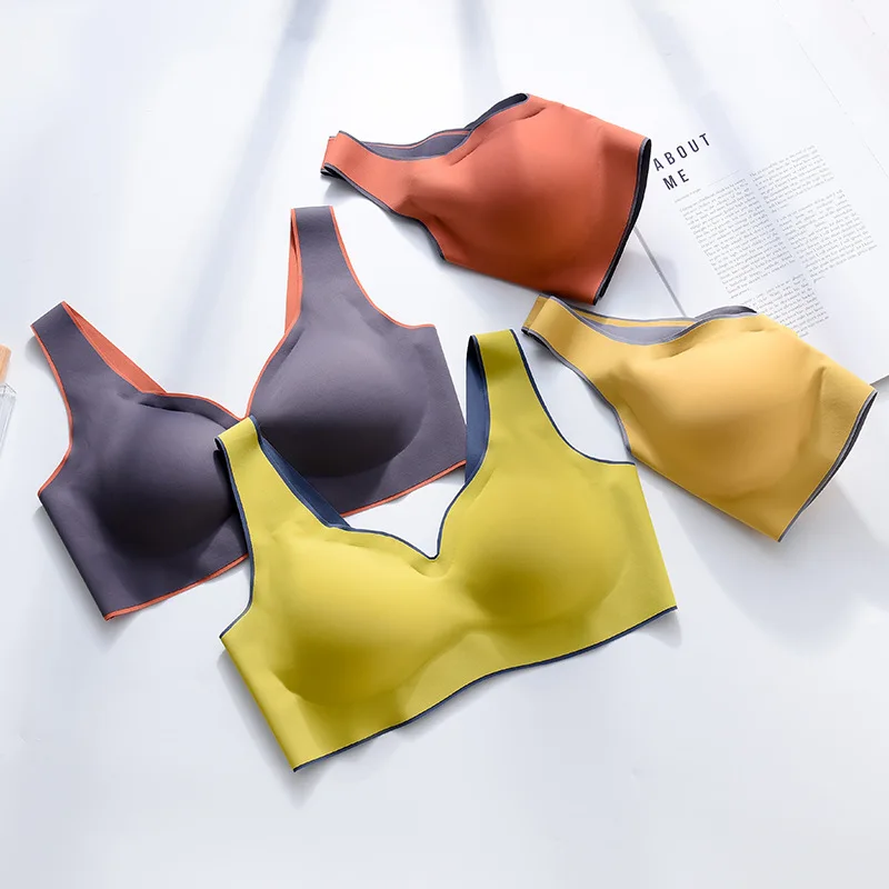 

Bra For Women Seamless Latex Bra Push Up Bralette With Gathers Pad Brassiere Bra Wireless Female Intimate Comfortable Bra