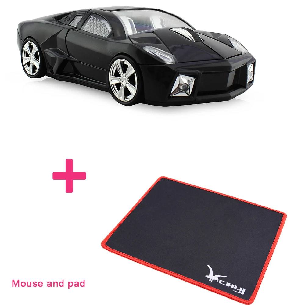 Black And Pad CHYI спортивный автомобильный usb-ресивер Беспроводной Мыши оптическая компьютерная мышь 1600 dpi Мини 3D игровые мыши с Коврик Для Мыши для ПК ноутбук подарок - Цвет: Black And Pad
