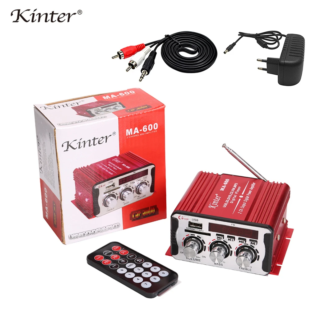 Kinter MA 600 2CH мини усилитель аудио 25 Вт hifi стерео адаптер питания 12 В 3A кабель с USB SD AUX