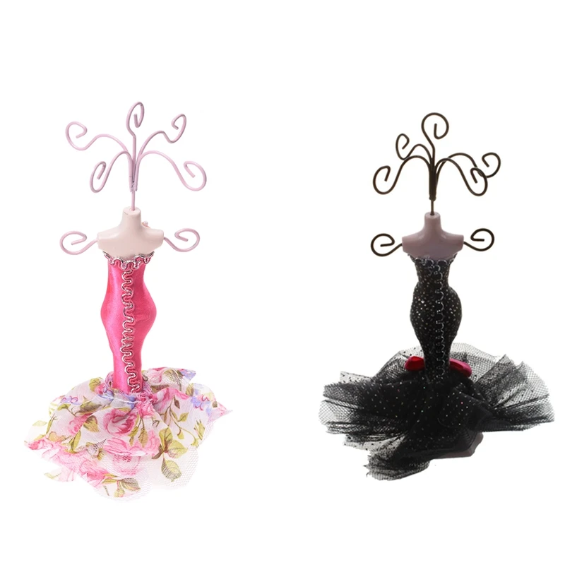 2 шт. Подставка для ювелирных изделий: 1 розовое красное мини-платье европейская