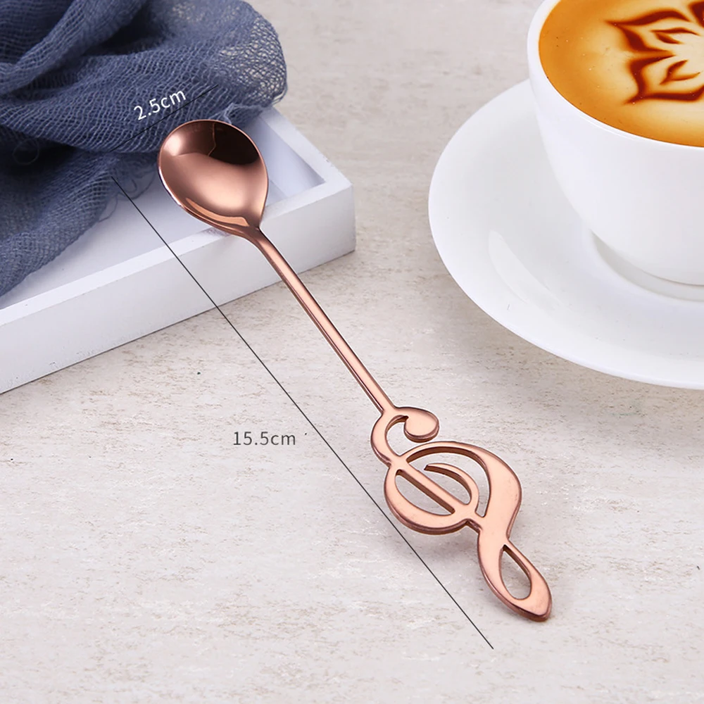 

1PCS Stainless Steel Spoon Coffee Spoon Shape Music Theme Tea Stirring Spoon Small Ice Cream Dessert Spoon Creative Tableware