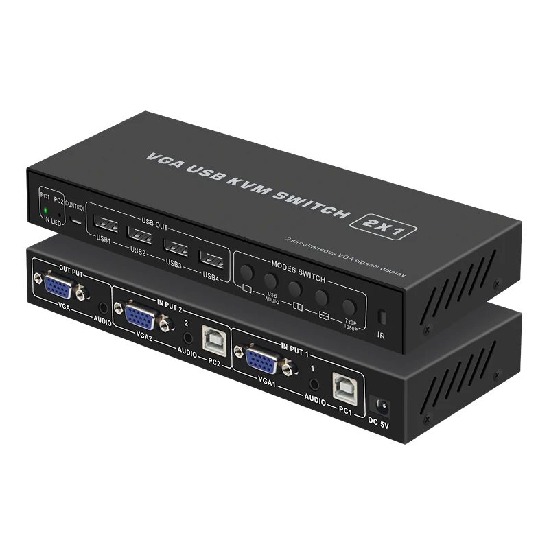 Переключатель hdmaters VGA KVM 2X1 с многофункциональной функцией просмотра входом и
