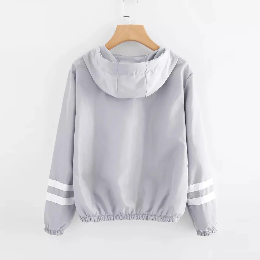 

Autumn Winter coat women casual New Fashion Coat Winter Patchwork Thin Skinsuits Hooded Zipper Pockets Sport Coat W1106