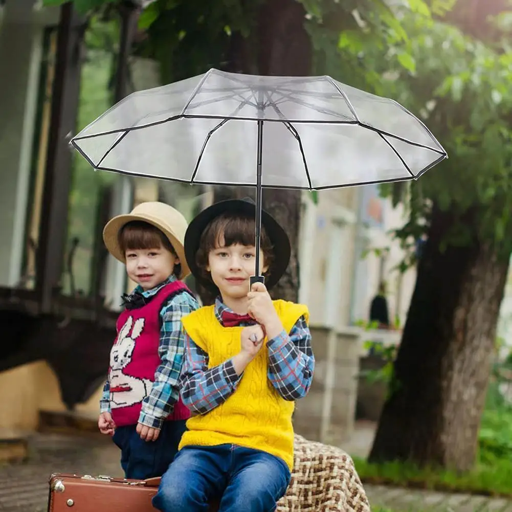 

Transparent Automatic Rain Umbrella Windproof Auto Outdoor Foldable Men Travel Women Parasol Car Folding Umbrella Black Bus R0N1