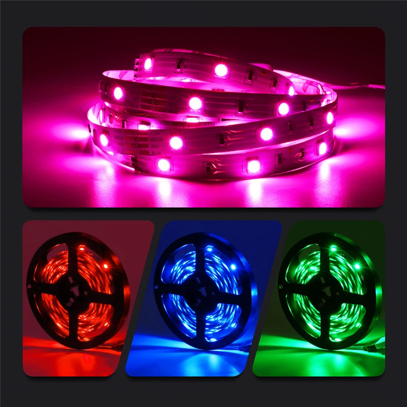 Светодиодная лента RGB 2835SMD 12 В постоянного тока гибкая Водонепроницаемая LED лампа