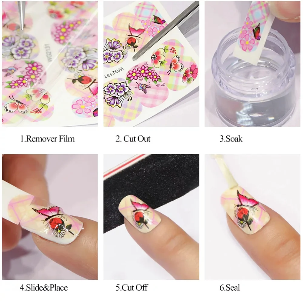 

12 Designs New Nail Stickers Beauty Tips Makeup Blossom Cherry Nail DecorSakura Daisy Flowers Nail Stickers Manicure Nail Art