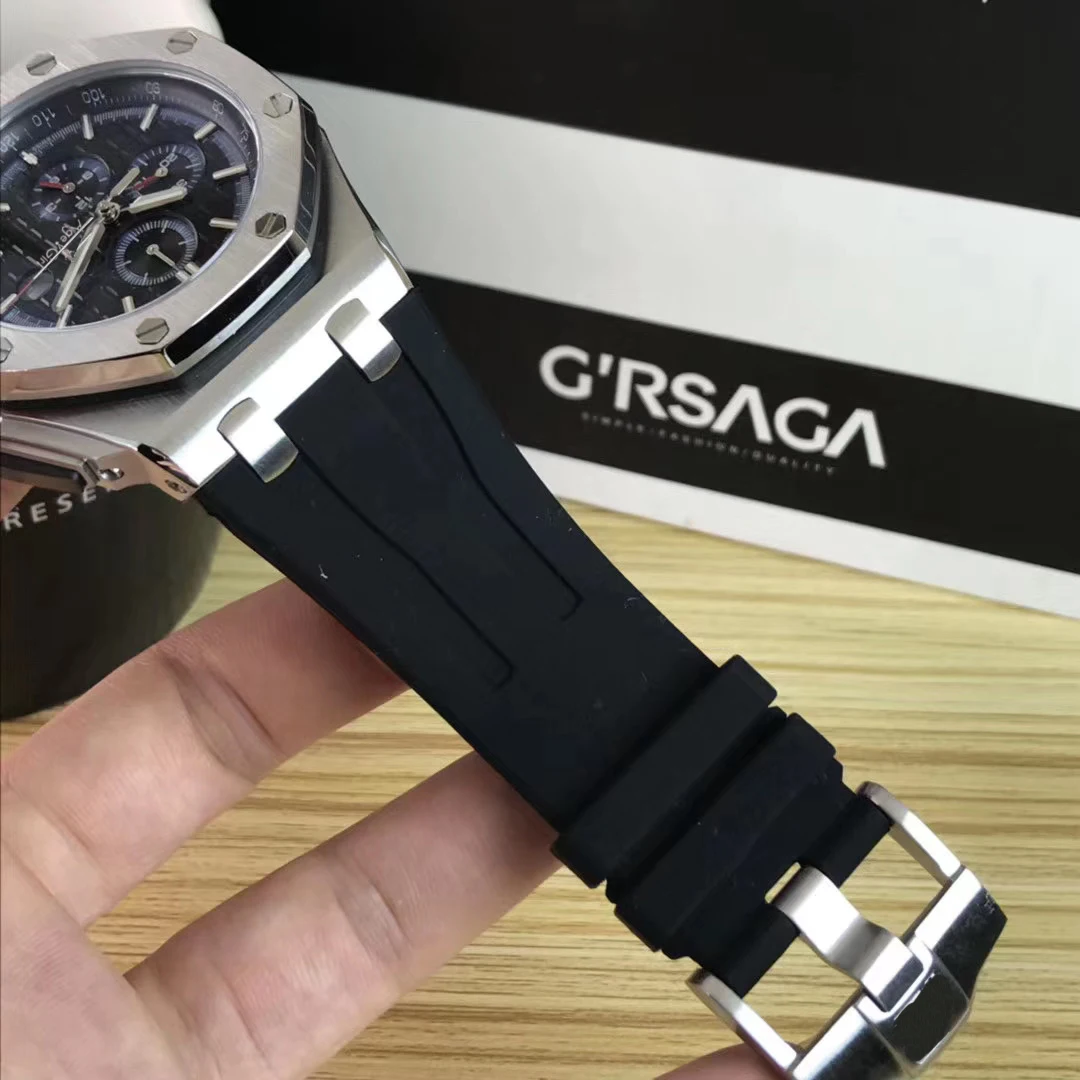 

2020 Luxury Brand New Men Black Rubber Silver Watch Automatic Mechanical Sapphire Transparent Glass Bracelet Limited Sport 42mm