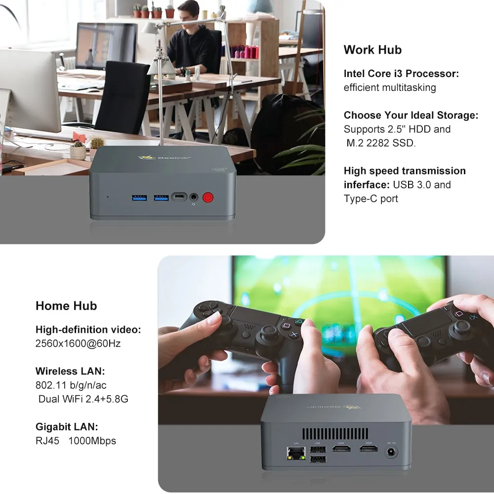 Мини-ПК Beelink U55 Win10 8 ГБ DDR3L 512 SSD 2 * HDMI BT4.0 64 бит поддержка двух экранов Netfix |