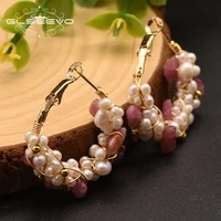 glseevo natural freshwater pearl earrings woman temperament fashion wedding party luxury jewelry hoop earrings ge0870a