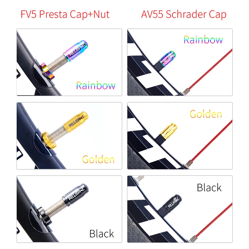 

Titanium Bicycle Presta /Schrader Valve Cap Road Bike Wheel Tire Covered